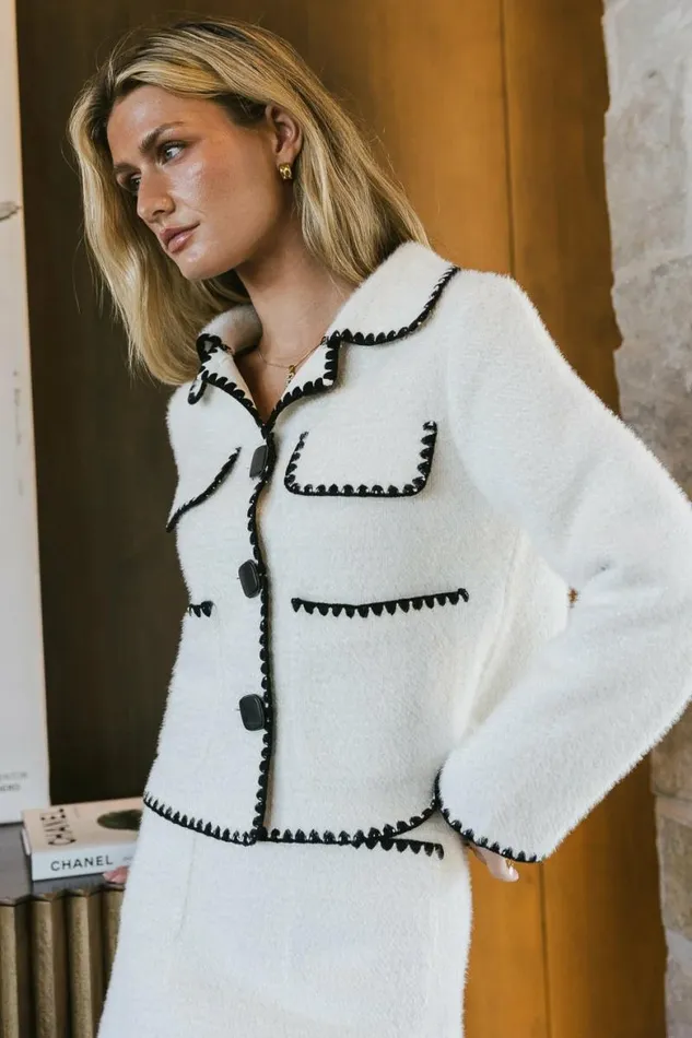 Lola Fuzzy Jacket In White White Women Bohme Outerwear