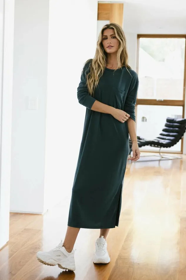 Long Sleeve TShirt Dress In Blue Blue Women Bohme Dresses