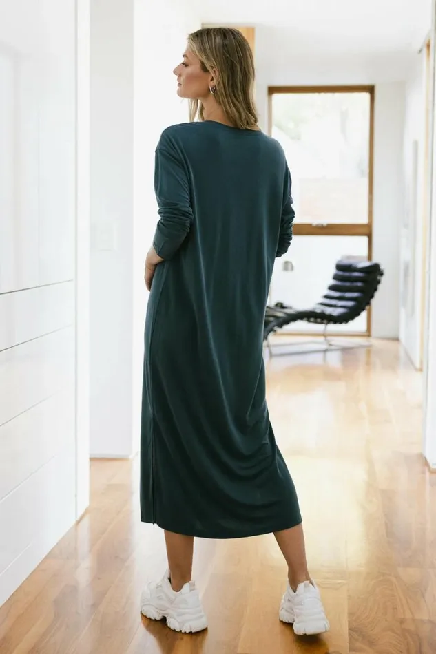 Long Sleeve TShirt Dress In Blue Blue Women Bohme Dresses