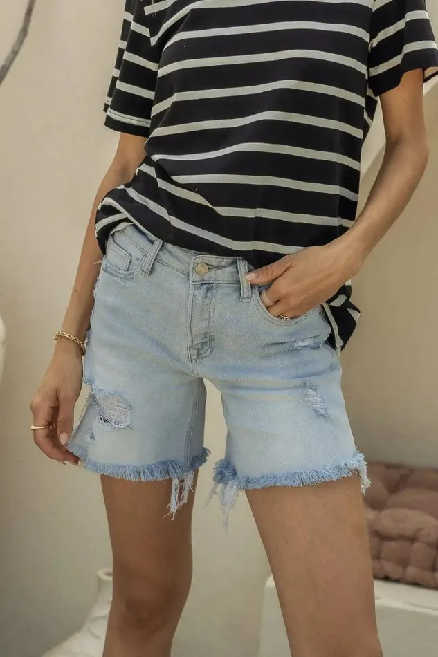 Loretta Mid Thigh Shorts Light Wash Women Bohme Shorts