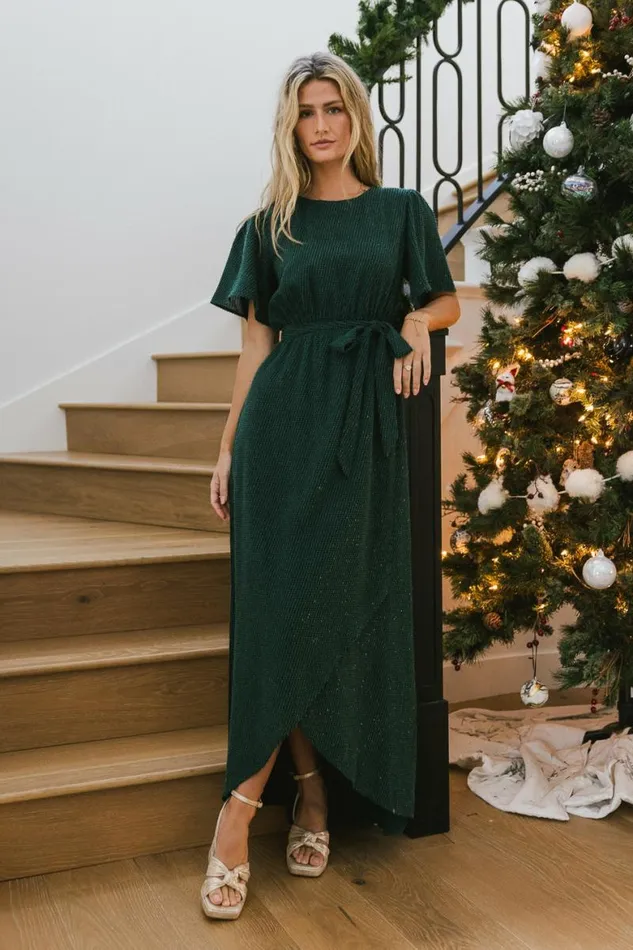 Lyanna Sparkle Maxi Dress In Teal Teal Women Bohme Dresses