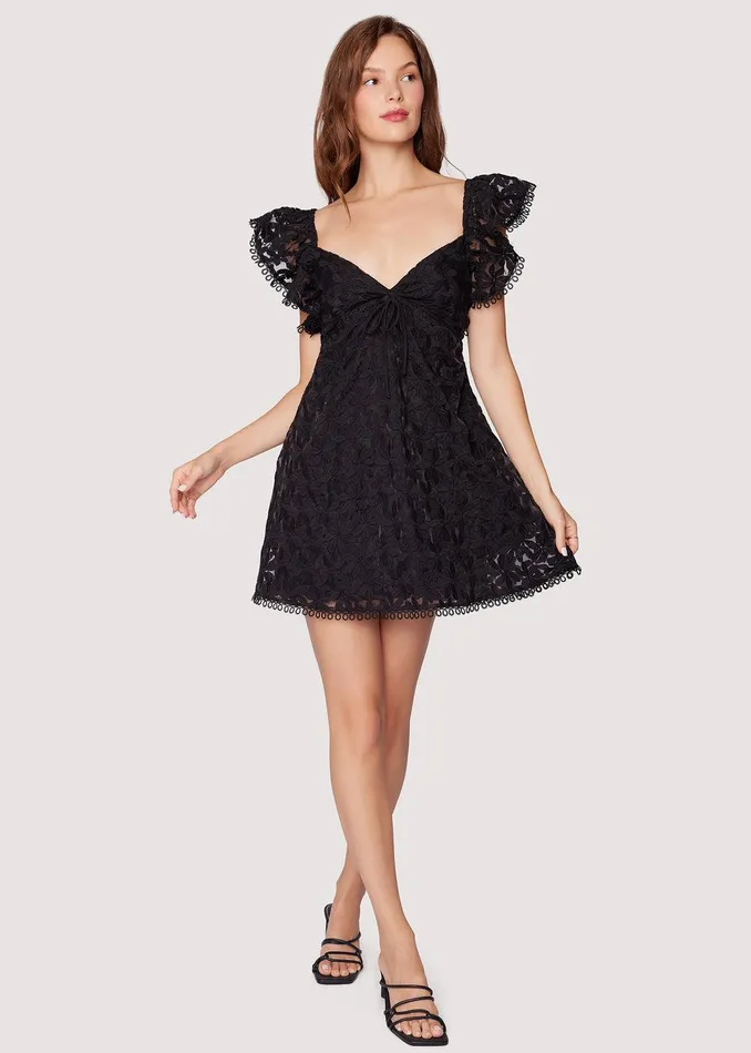 Madonna Blossom Organza Mini Dress Black Women Lost Wander Dresses