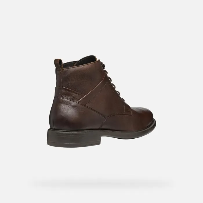 Man Geox Ankle Boots TERENCE MAN Coffee Ankle Boots With Laces Coffee