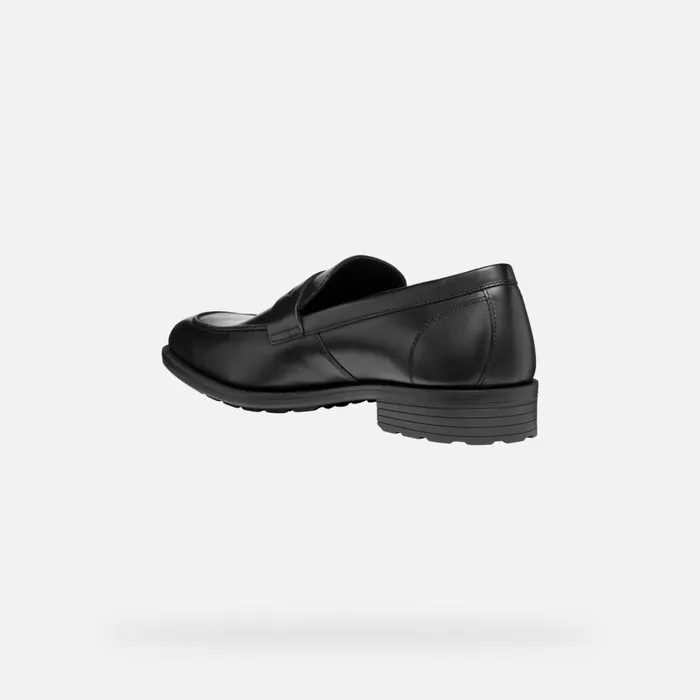 Man Geox Formal Shoes WALK PLEASURE F MAN Black Leather Loafers Black