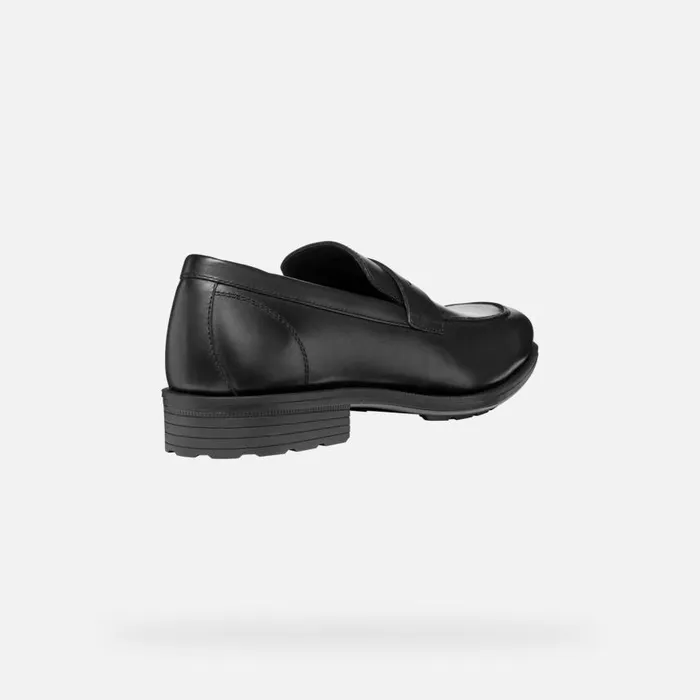 Man Geox Formal Shoes WALK PLEASURE F MAN Black Leather Loafers Black