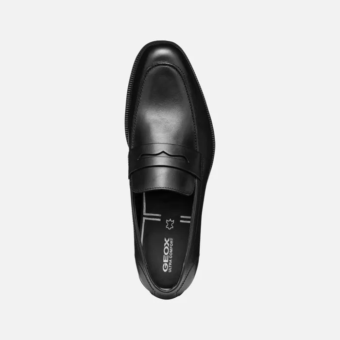 Man Geox Formal Shoes WALK PLEASURE F MAN Black Leather Loafers Black