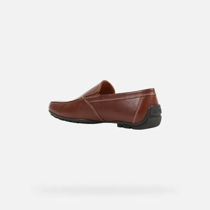 Man Geox Loafers MONER Coffee Leather Loafers For Men Online Store Coffee