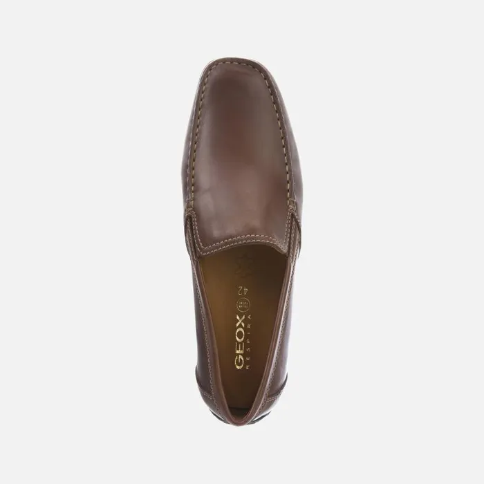 Man Geox Loafers MONER Coffee Leather Loafers For Men Online Store Coffee