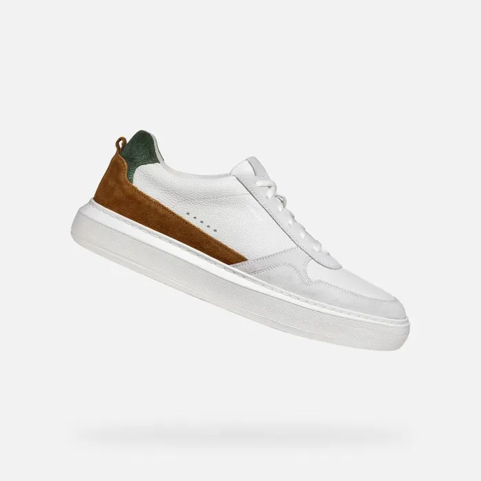 Man Geox Sneakers DEIVEN MAN Off WhiteCognac Low Top Sneakers Off Whitecognac