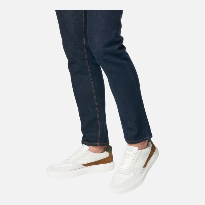Man Geox Sneakers DEIVEN MAN Off WhiteCognac Low Top Sneakers Off Whitecognac