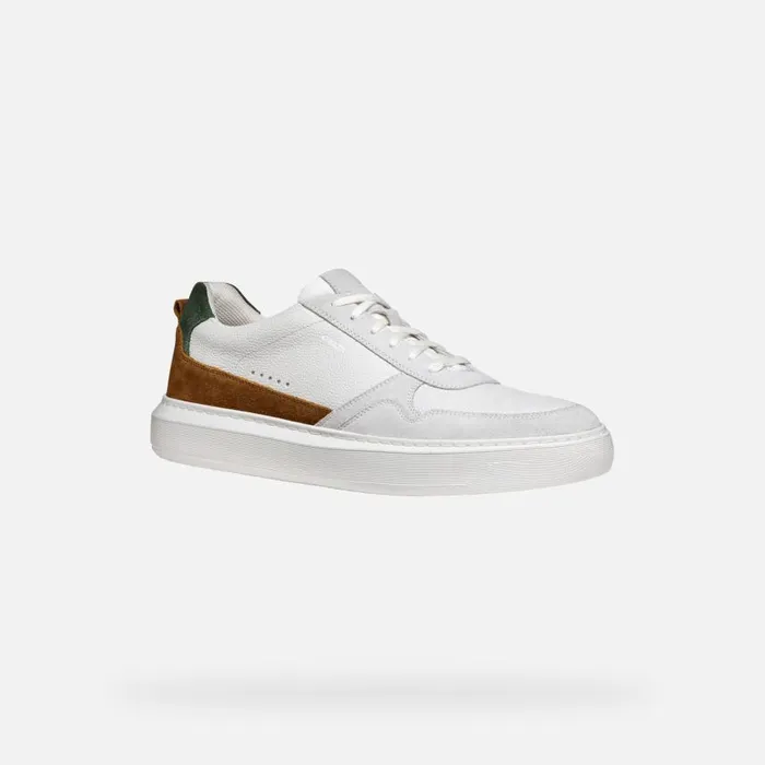Man Geox Sneakers DEIVEN MAN Off WhiteCognac Low Top Sneakers Off Whitecognac