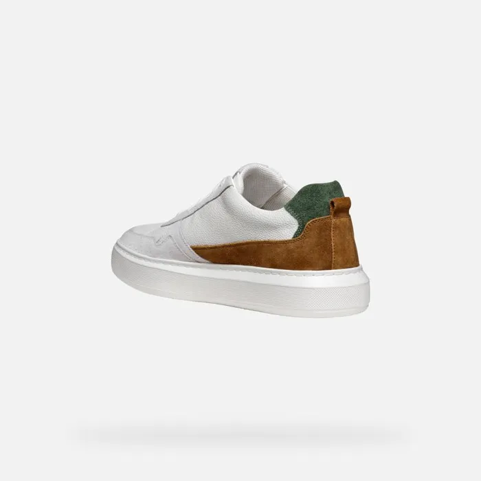 Man Geox Sneakers DEIVEN MAN Off WhiteCognac Low Top Sneakers Off Whitecognac