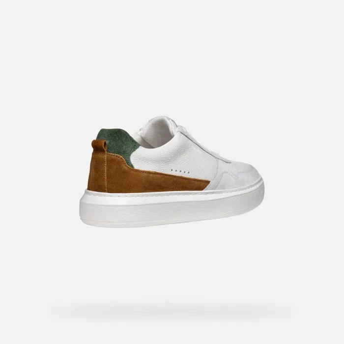 Man Geox Sneakers DEIVEN MAN Off WhiteCognac Low Top Sneakers Off Whitecognac