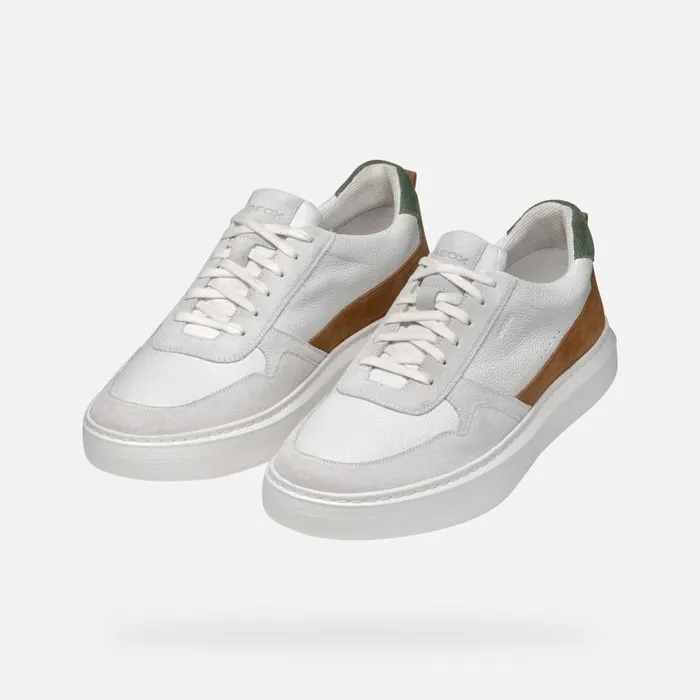 Man Geox Sneakers DEIVEN MAN Off WhiteCognac Low Top Sneakers Off Whitecognac
