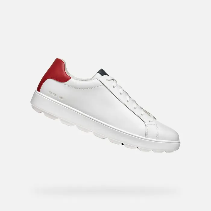 Man Geox Sneakers SPHERICA ECUB1 MAN WhiteNavyRed Low Top Sneakers Whitenavyred