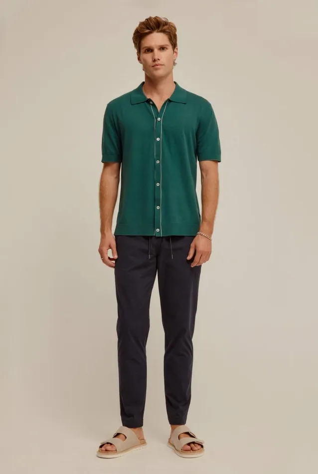 Man Venroy Knitwear Knitted Contrast Trim Shirt