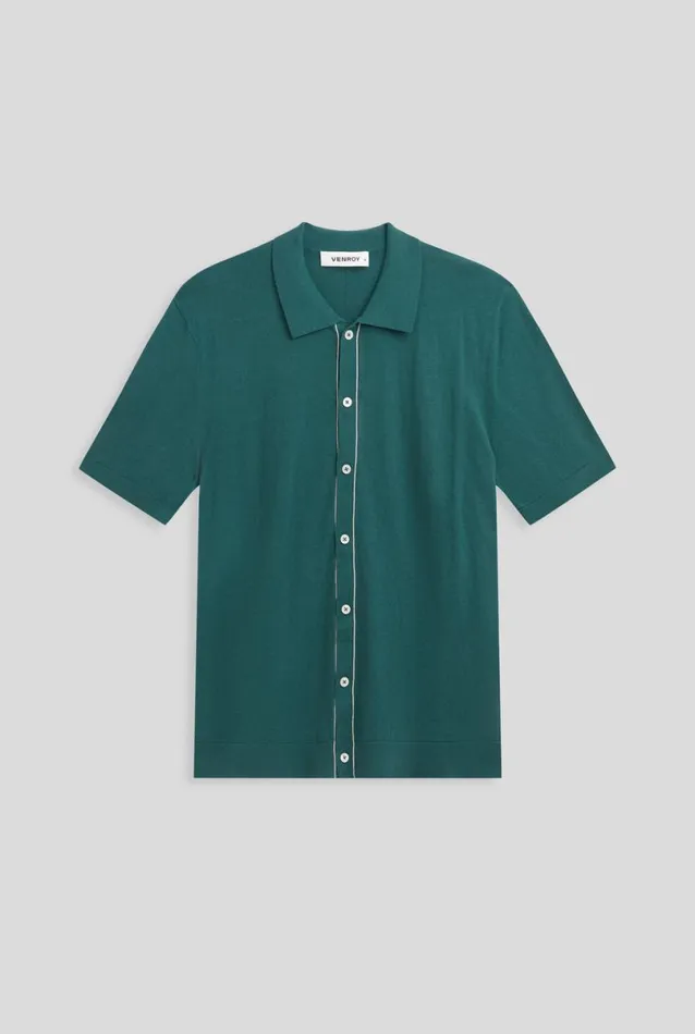 Man Venroy Knitwear Knitted Contrast Trim Shirt