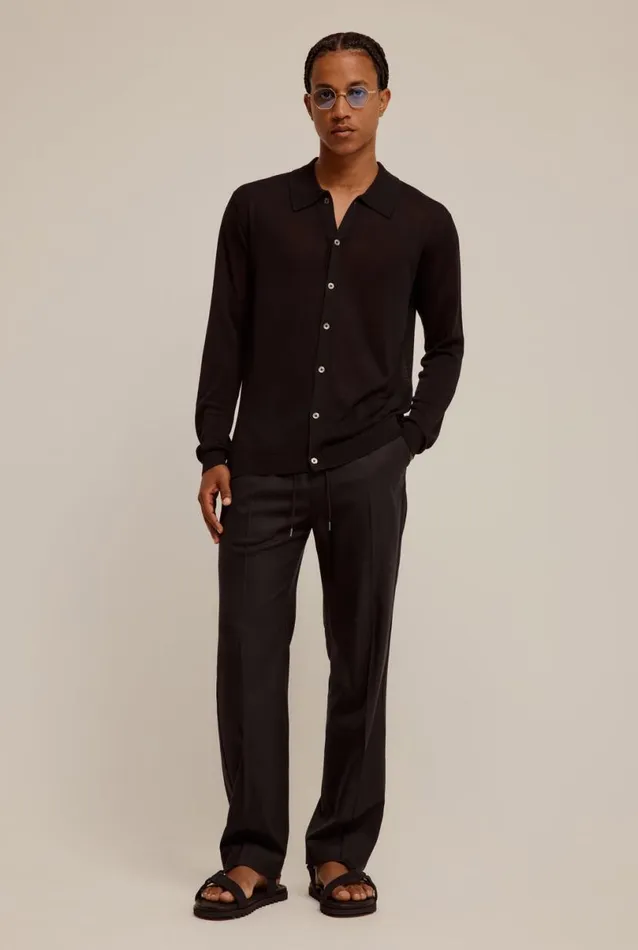 Man Venroy Knitwear Knitted Silk Long Sleeve Shirt