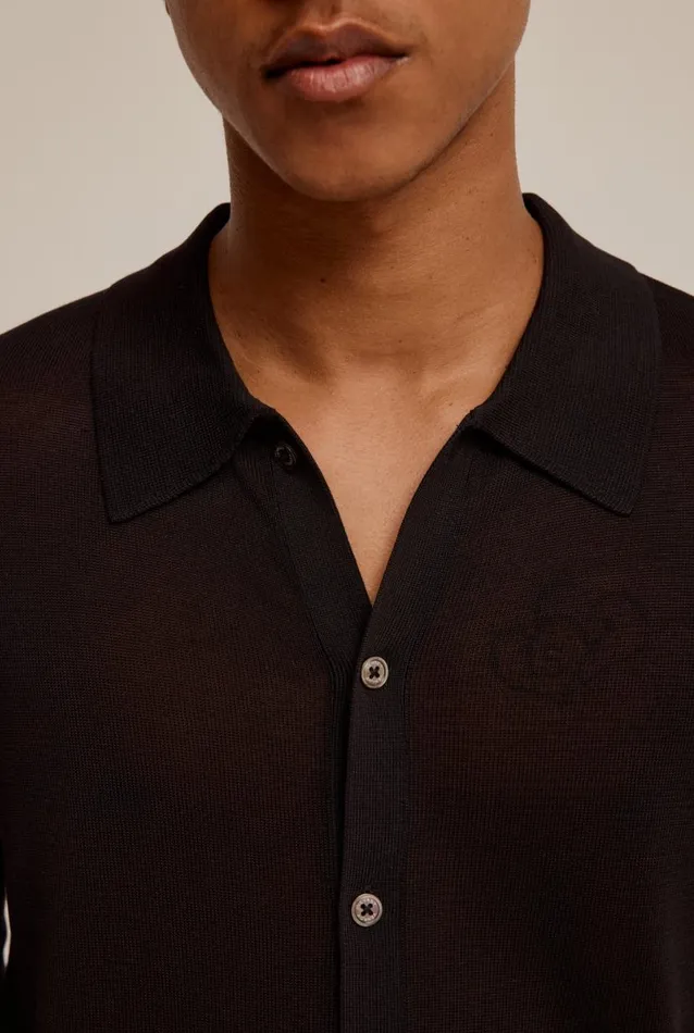 Man Venroy Knitwear Knitted Silk Long Sleeve Shirt