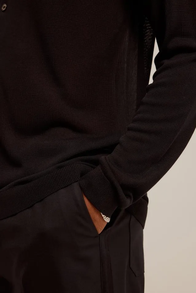 Man Venroy Knitwear Knitted Silk Long Sleeve Shirt