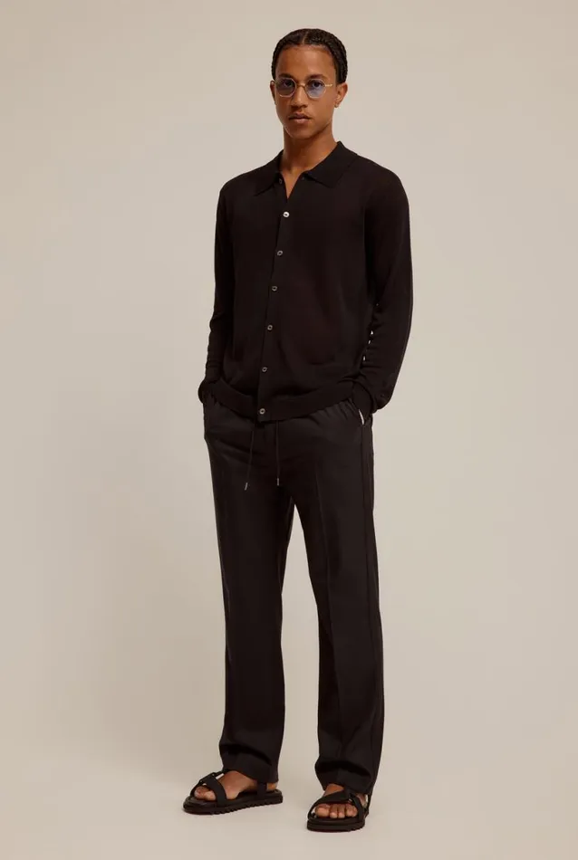 Man Venroy Knitwear Knitted Silk Long Sleeve Shirt