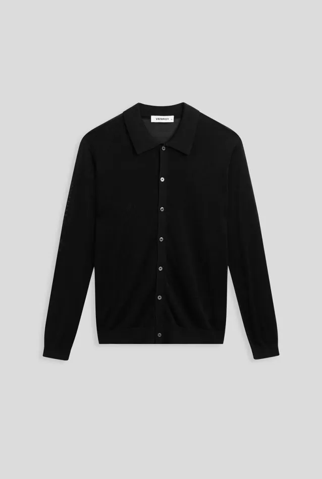 Man Venroy Knitwear Knitted Silk Long Sleeve Shirt