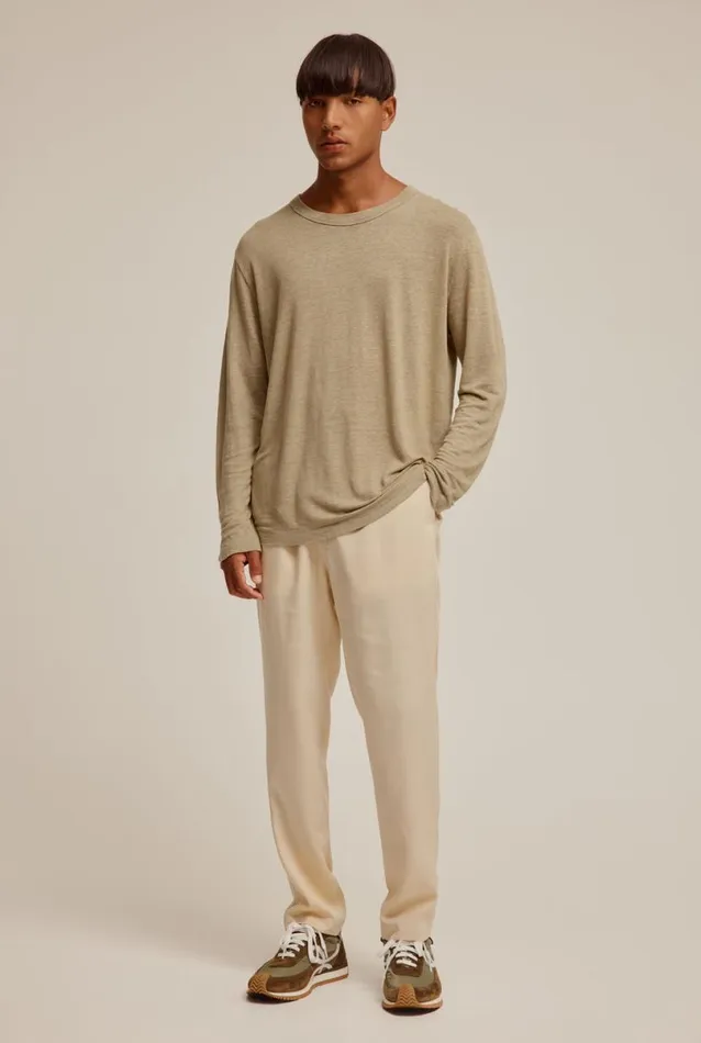 Man Venroy Knitwear Long Sleeve Linen TShirt