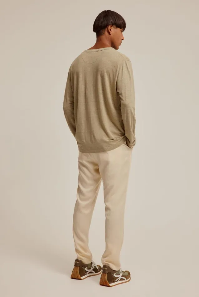Man Venroy Knitwear Long Sleeve Linen TShirt