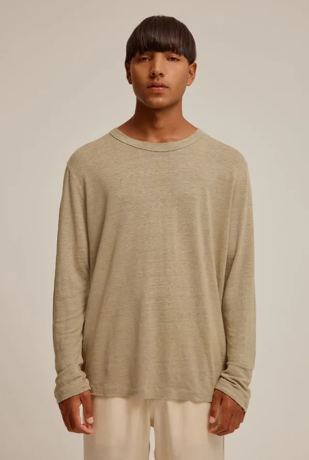 Man Venroy Knitwear Long Sleeve Linen TShirt