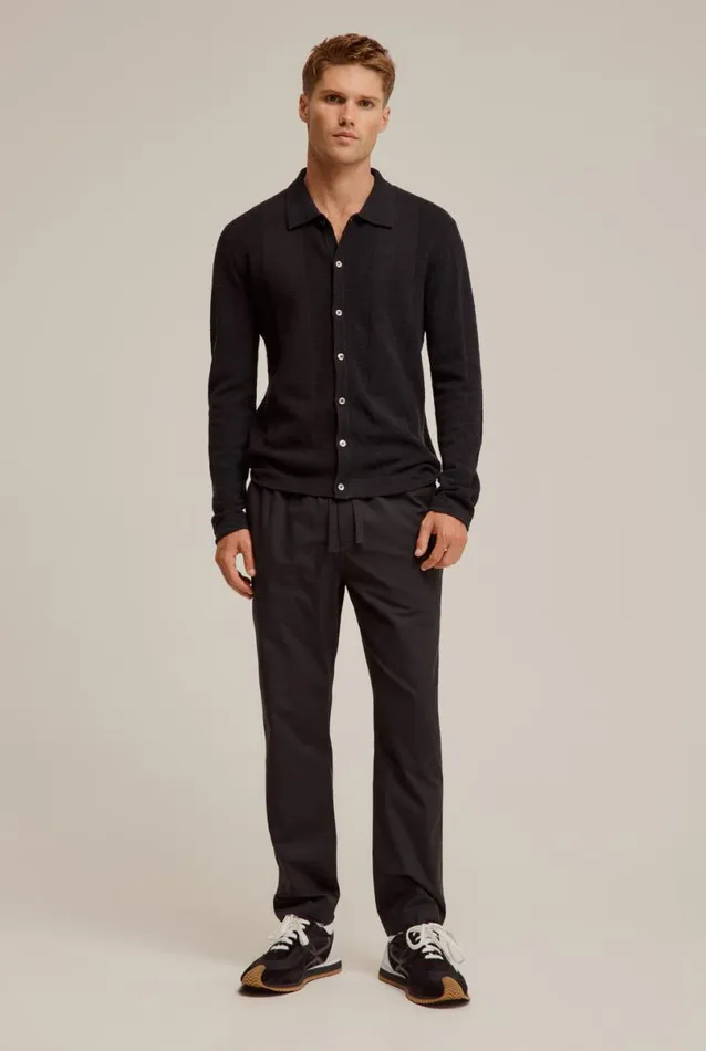 Man Venroy Knitwear Long Sleeve Pique Knitted Shirt