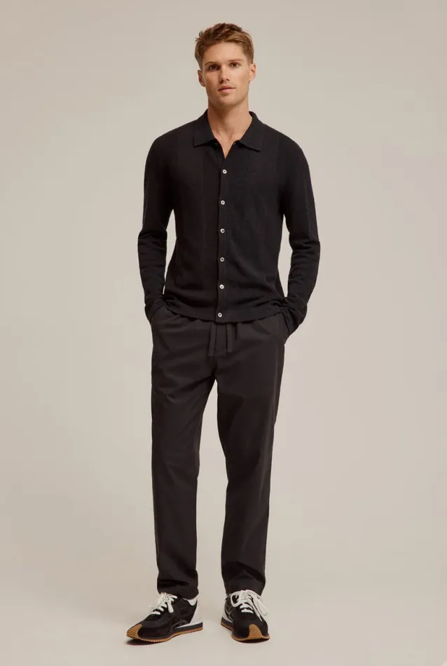 Man Venroy Knitwear Long Sleeve Pique Knitted Shirt