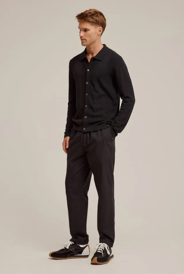 Man Venroy Knitwear Long Sleeve Pique Knitted Shirt