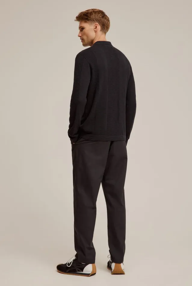 Man Venroy Knitwear Long Sleeve Pique Knitted Shirt