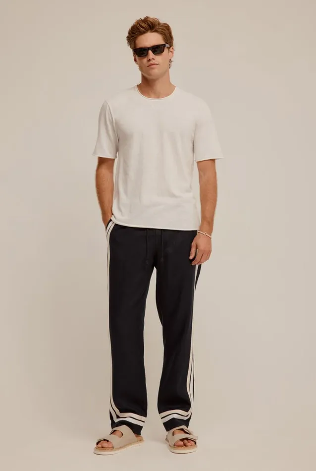 Man Venroy Pants Crochet Border Linen Trouser