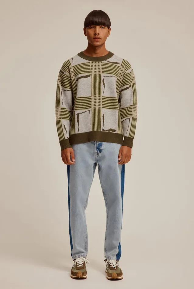 Man Venroy Sweaters Wool Intarsia Check Sweater