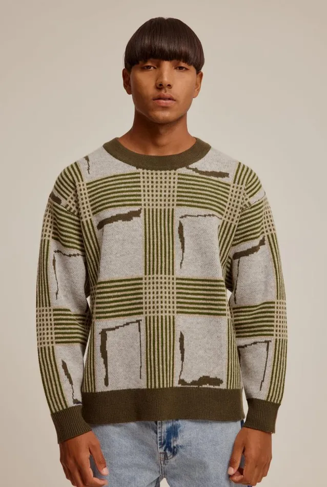 Man Venroy Sweaters Wool Intarsia Check Sweater