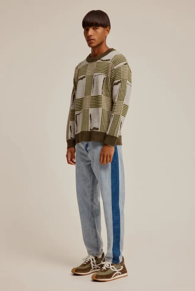 Man Venroy Sweaters Wool Intarsia Check Sweater