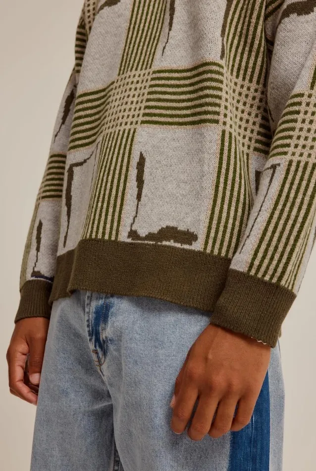 Man Venroy Sweaters Wool Intarsia Check Sweater