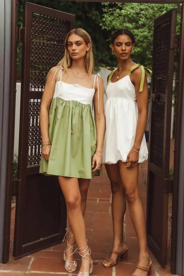 Margaret Mini Dress Green Women Bohme Dresses