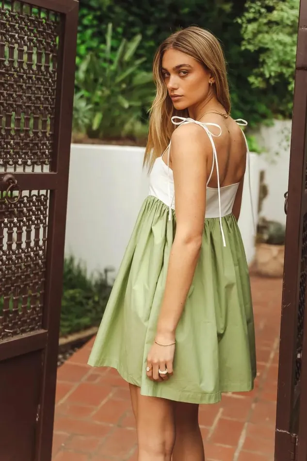 Margaret Mini Dress Green Women Bohme Dresses