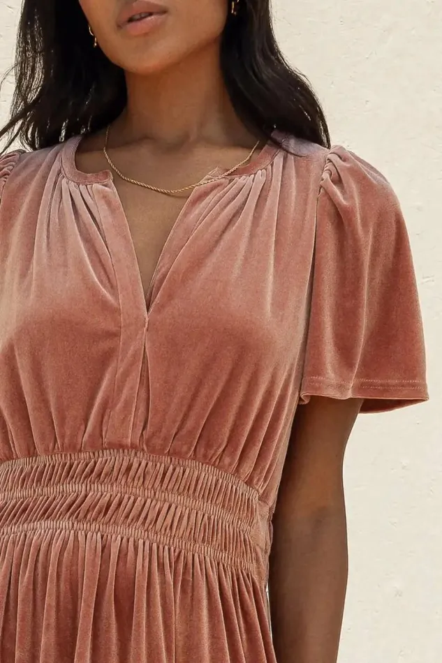 Marlowe Velvet Dress In Blush Blush Women Bohme Dresses