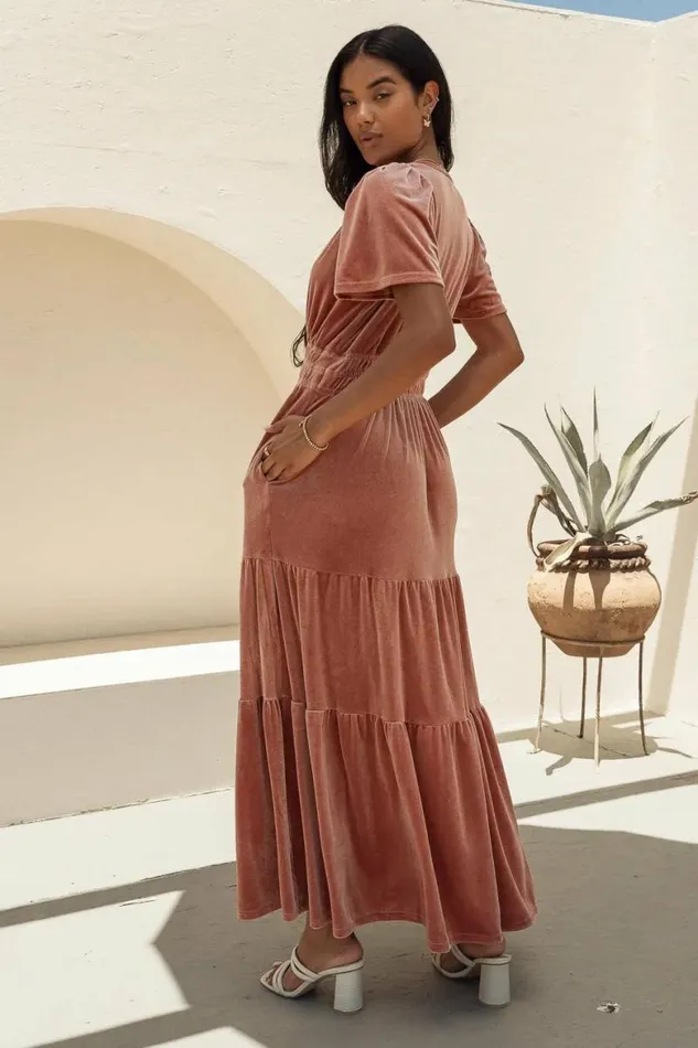 Marlowe Velvet Dress In Blush Blush Women Bohme Dresses
