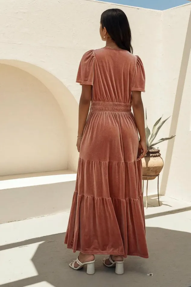 Marlowe Velvet Dress In Blush Blush Women Bohme Dresses
