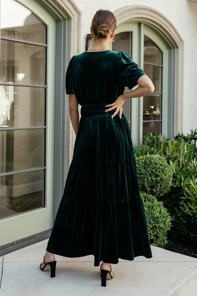 Marlowe Velvet Dress In Emerald Emerald Women Bohme Dresses