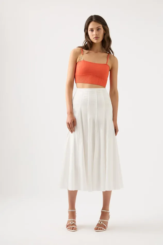 Meadow Panelled Midi Skirt Ivory Women Aje Skirts