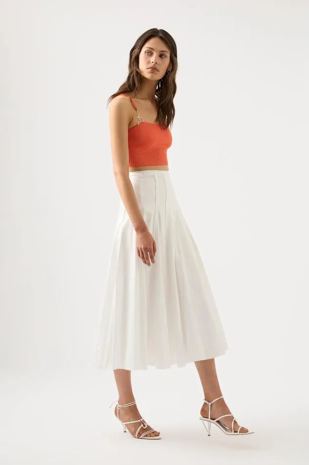 Meadow Panelled Midi Skirt Ivory Women Aje Skirts