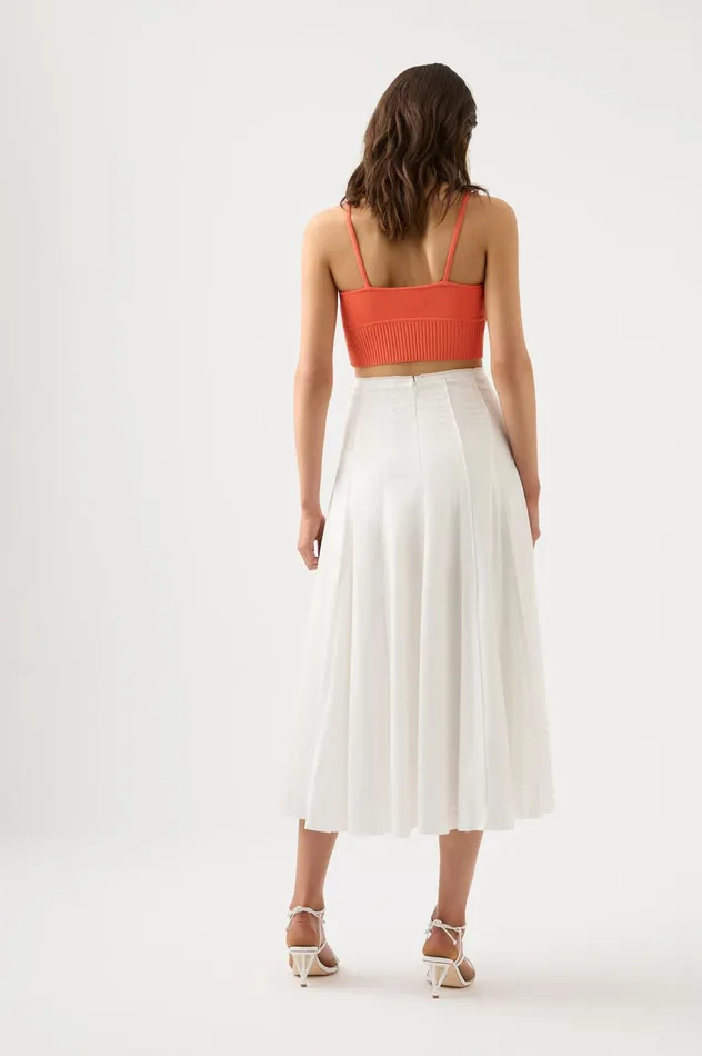 Meadow Panelled Midi Skirt Ivory Women Aje Skirts