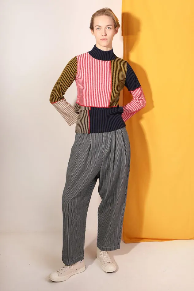 Mega Slacks Indigo Stripe Womens LF Markey Trousers