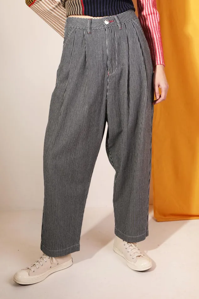 Mega Slacks Indigo Stripe Womens LF Markey Trousers