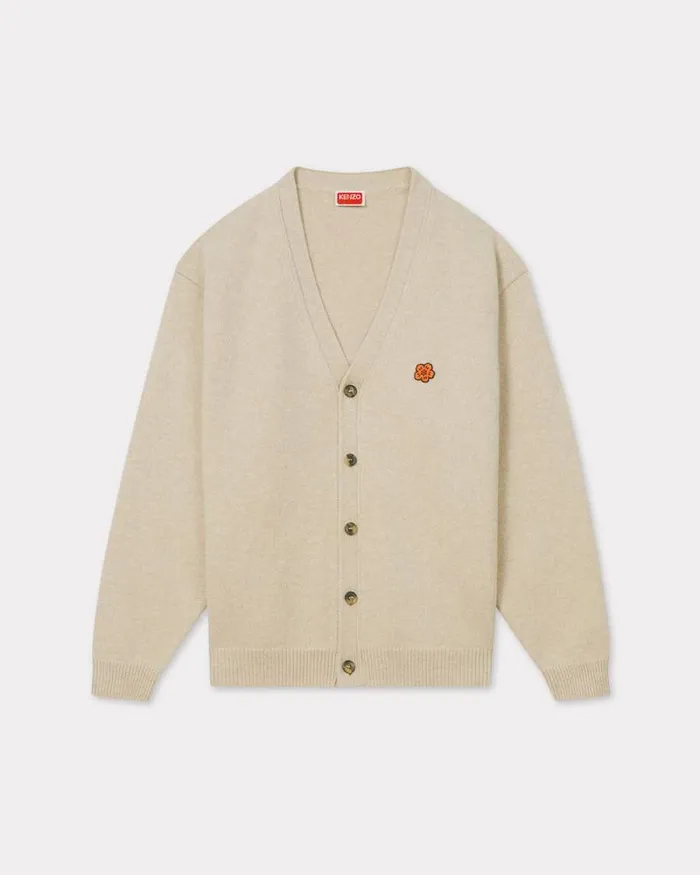 Men 039Boke Flower039 Embroidered Cardigan In Wool Beige Kenzo Sweaters And Cardigans